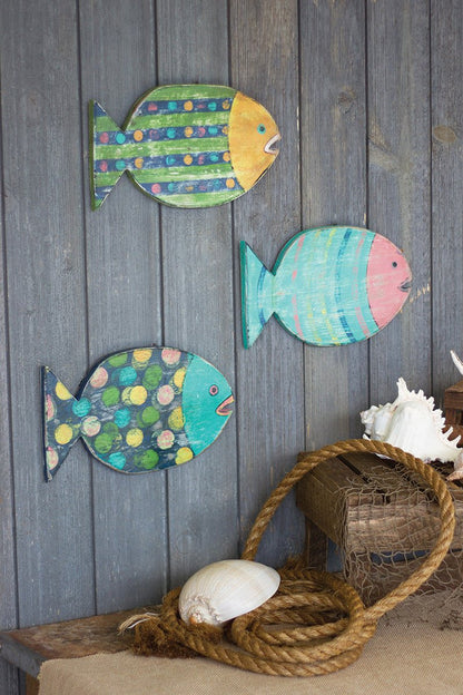 Painted Wooden Wall Fish Hanging - 3 Styles
