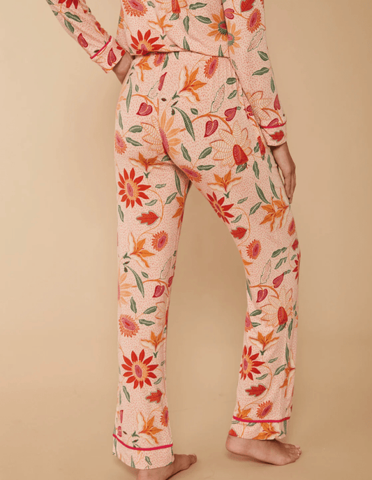 Pajama Pant Botanic Garden Boho Floral Peach