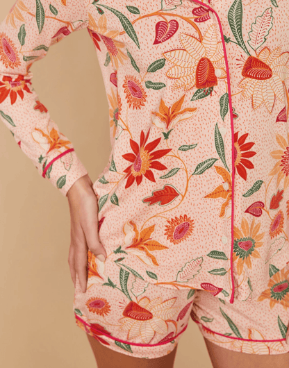 Pajama Short Botanic Garden Boho Floral Peach