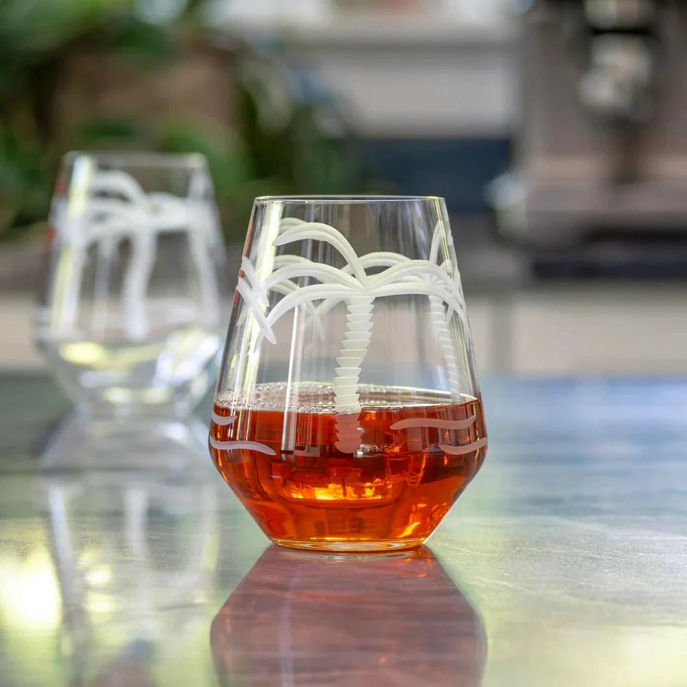 Palm Tree Etched Glassware