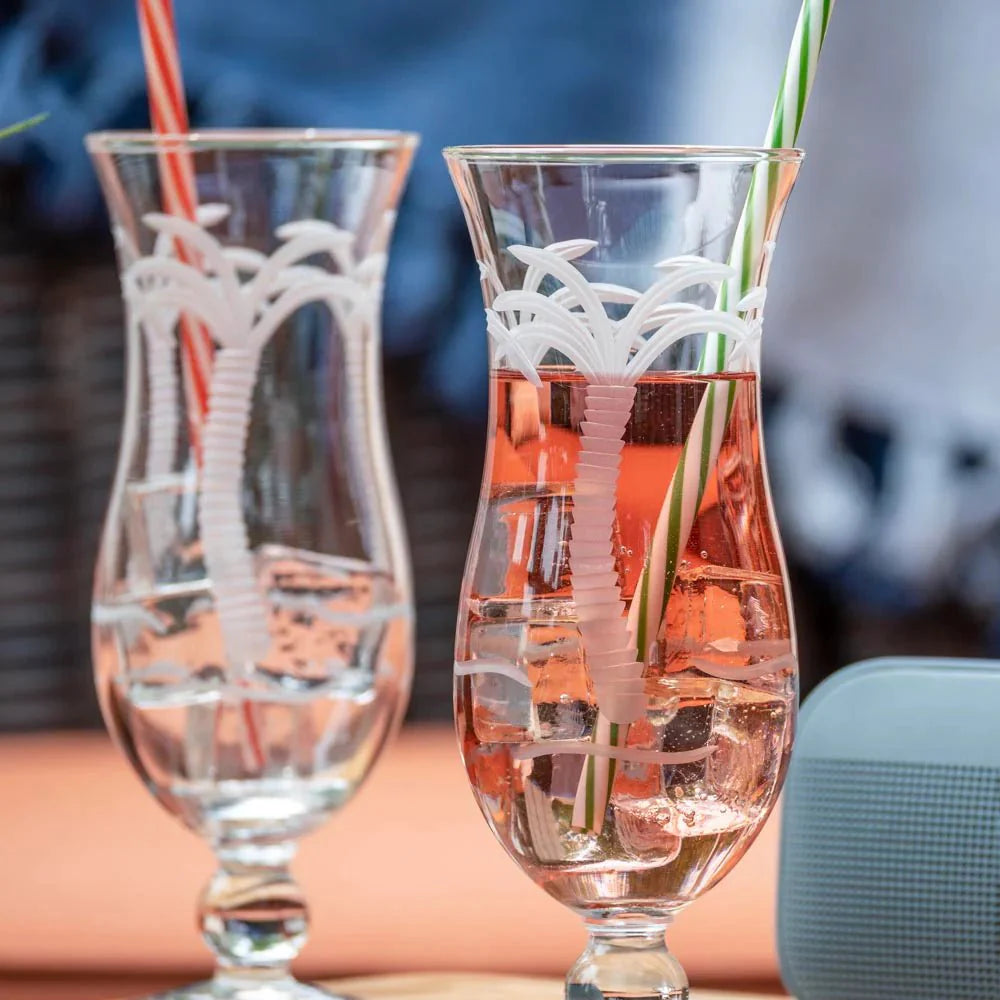 Palm Tree Etched Glassware