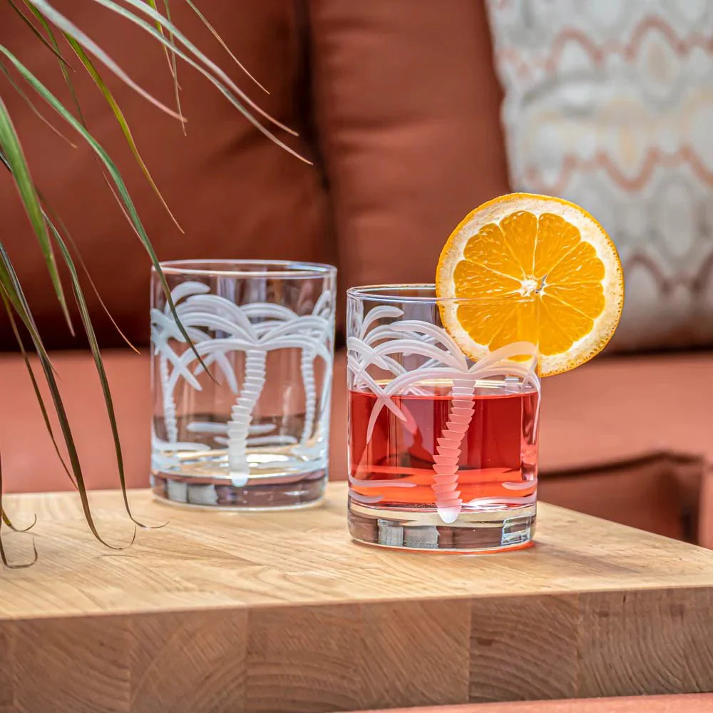 Palm Tree Etched Glassware