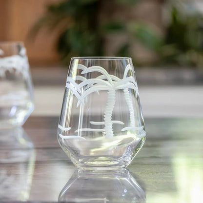 Palm Tree Etched Glassware