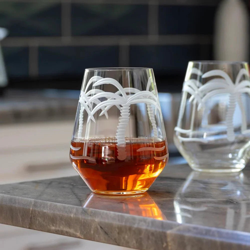 Palm Tree Etched Glassware