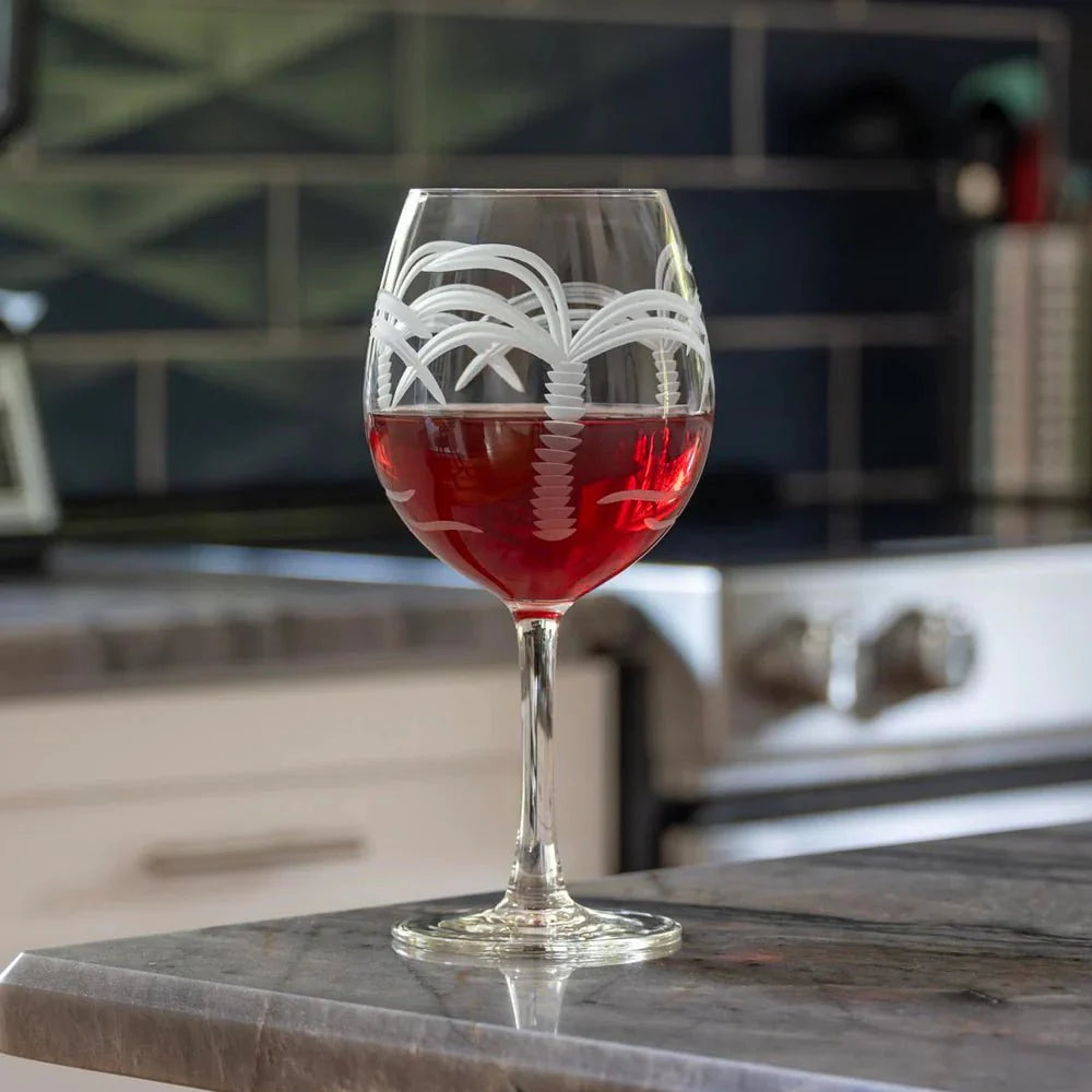 Palm Tree Etched Glassware