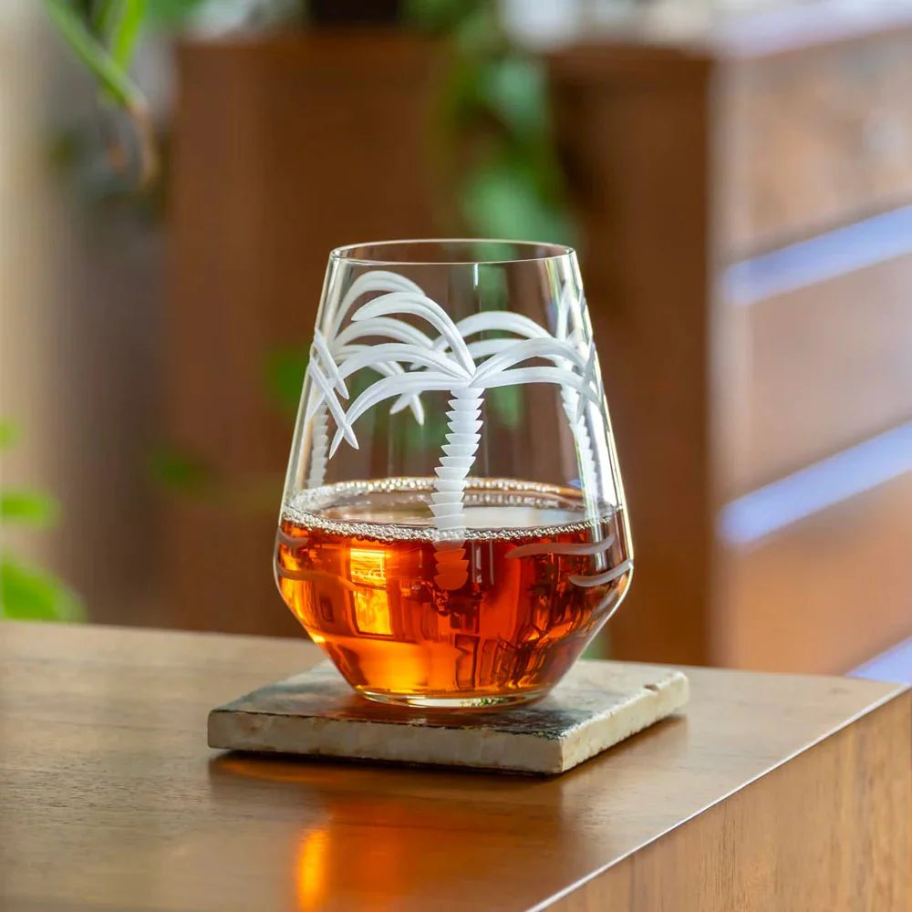 Palm Tree Etched Glassware