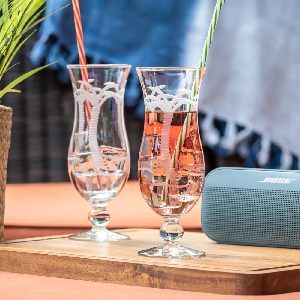 Palm Tree Etched Glassware