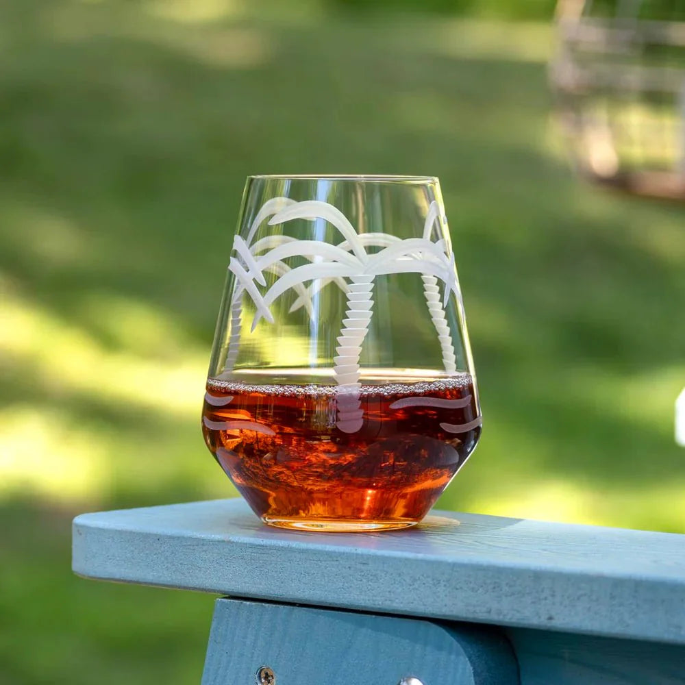 Palm Tree Etched Glassware