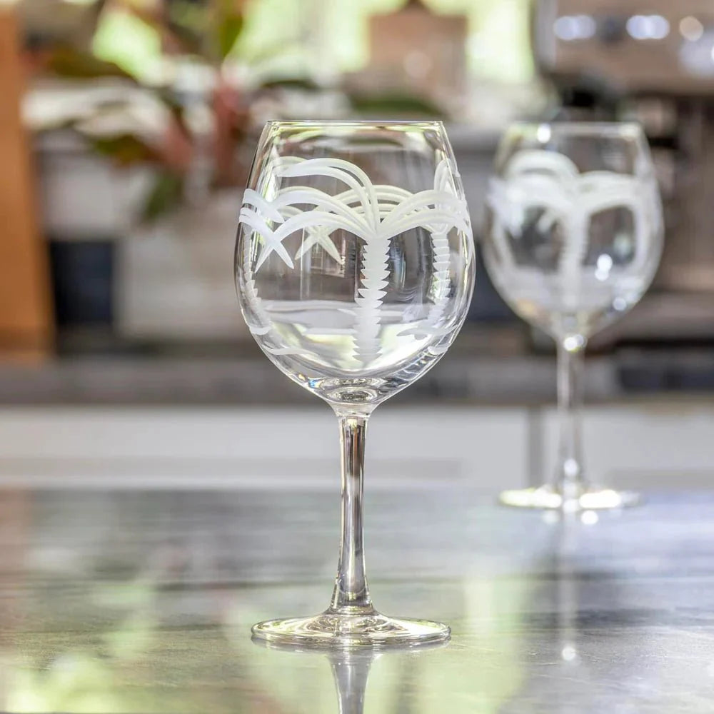 Palm Tree Etched Glassware