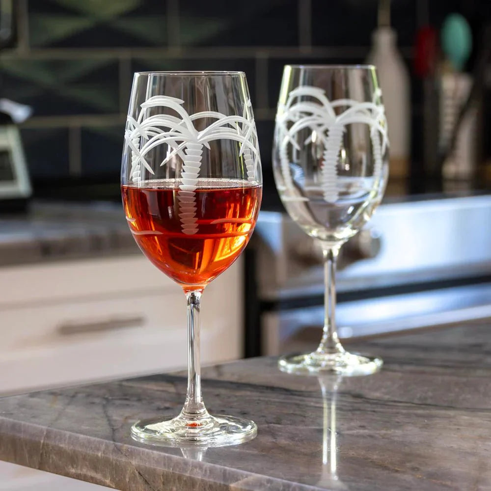 Palm Tree Etched Glassware