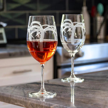 Palm Tree Etched Glassware