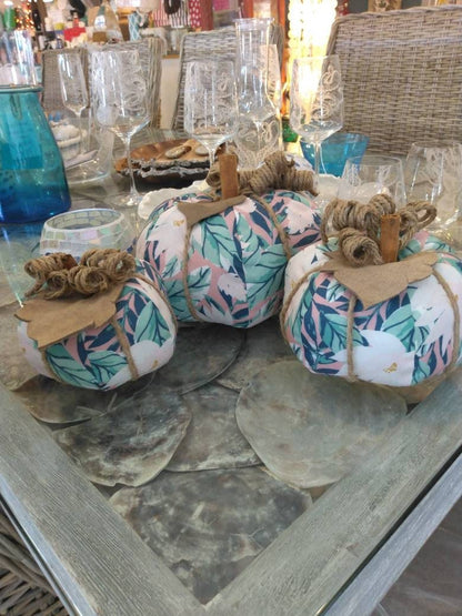 Palm Tree Plant Fabric Pumpkins- Small
