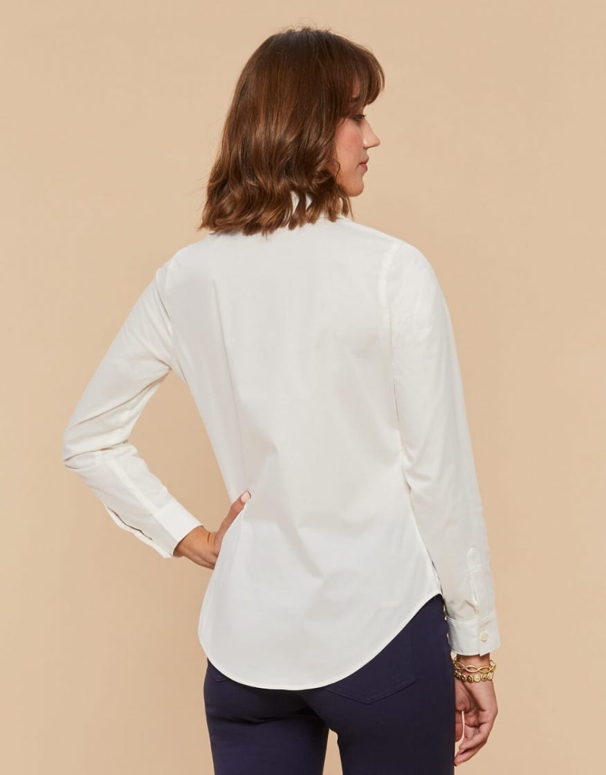 Patrice Stretch Poplin Blouse - Pearl White