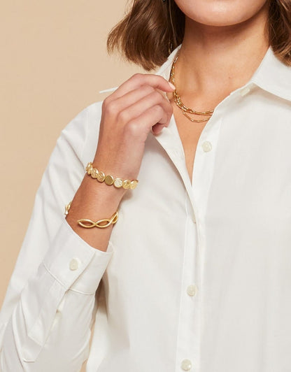 Patrice Stretch Poplin Blouse - Pearl White