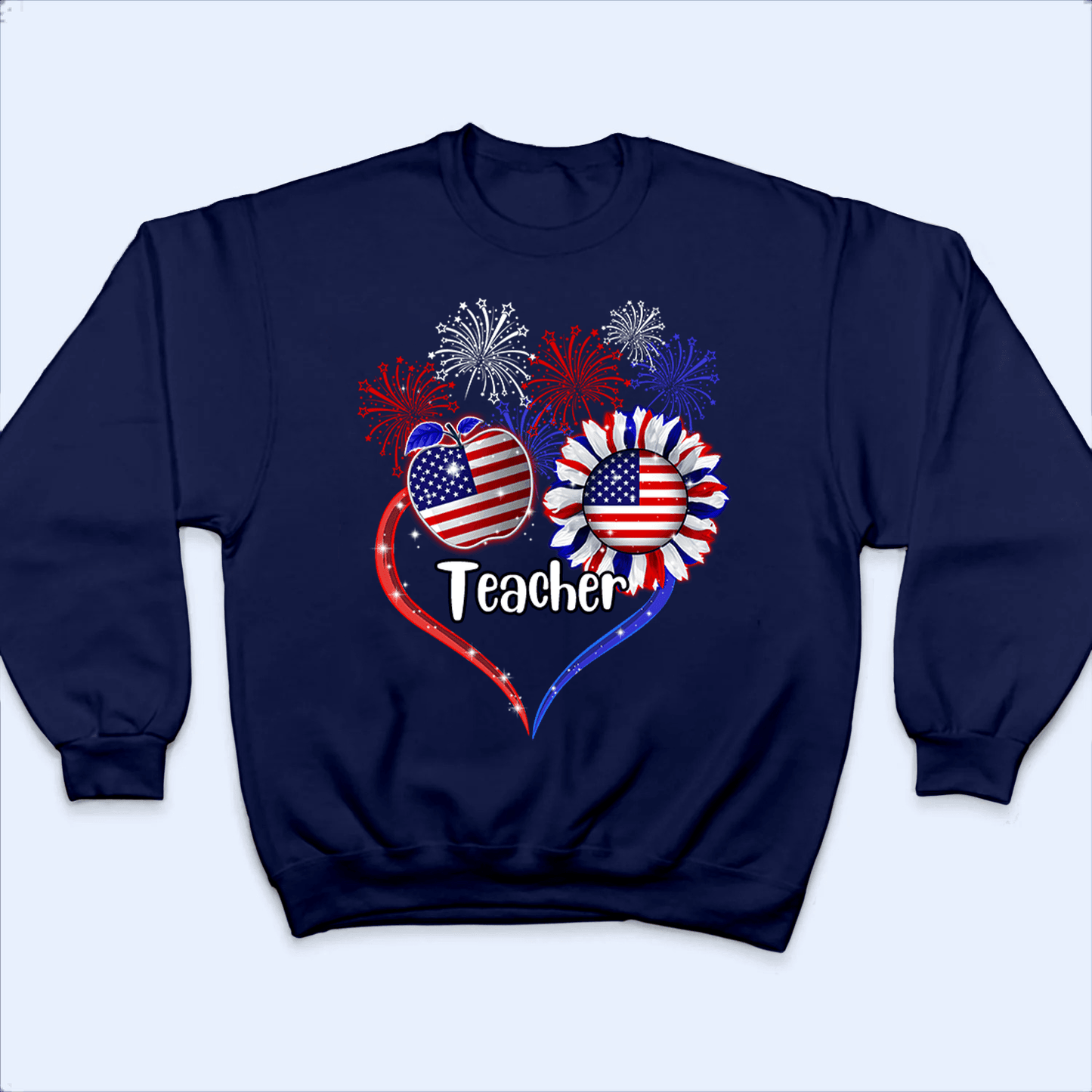 Patriotic Teacher, Fourth 4th Of July, Independence Day - Personalized Custom T Shirt - Birthday, Loving, Funny Gift for Teacher, Kindergarten, Preschool, Pre K, Paraprofessional