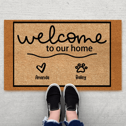 Paw Prints - Welcome To Our Home - Personalized Doormat - Birthday, Housewarming, Funny Gift for Homeowners, Friends, Dog Mom, Dog Dad, Dog Lovers, Pet Gifts for Him, Her