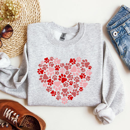Paw Print Heart, Pets, Dogs, Cats, Sweatshirt, Valentine's Day