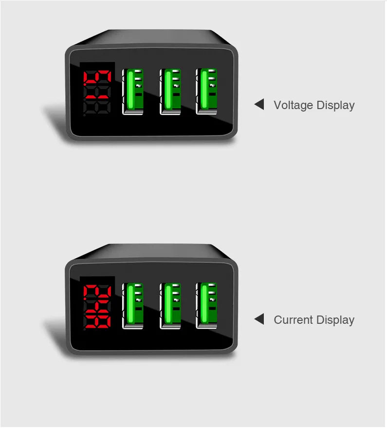 PBG 3 port LED Display Wall Charger and 3 in 1 Cable Bundle Blue