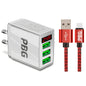 PBG 3 port LED Display Wall Charger and XL10FT Charger Compatible for Iphone Cable Bundle