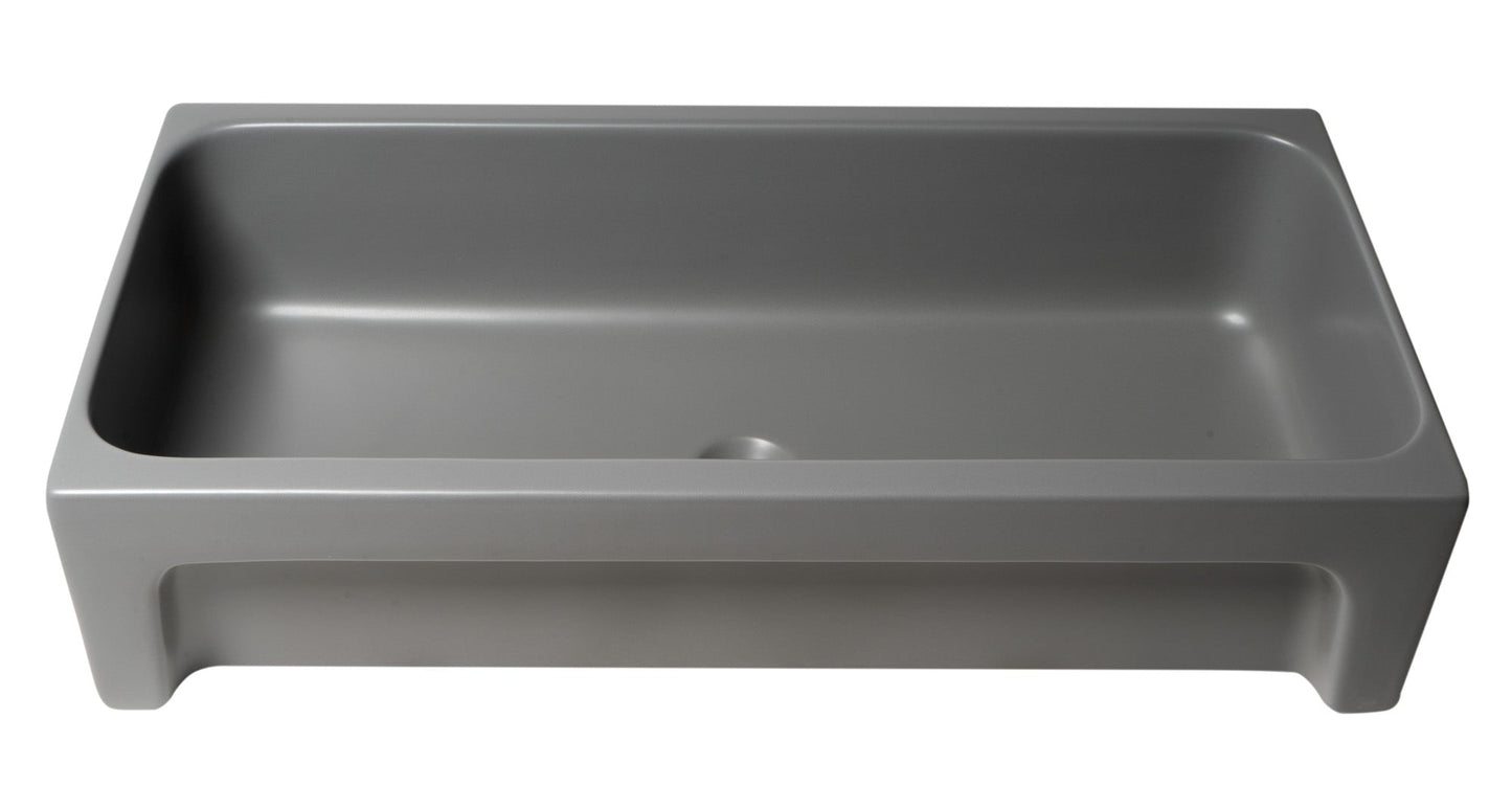 ALFI brand  AB36TRGM 36" Grey Matte Above Mount Fireclay Bathroom Trough Sink