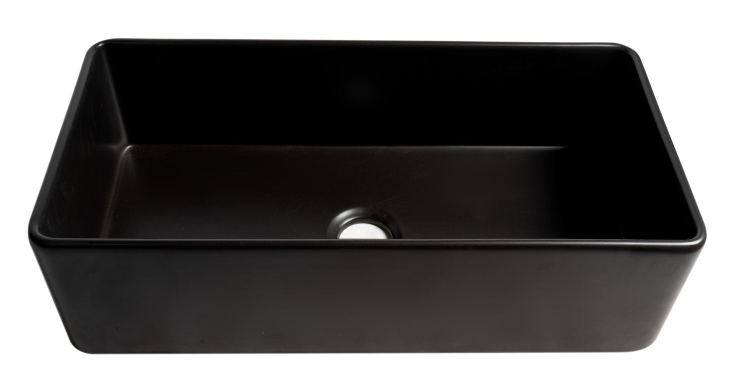 ALFI brand ABF3618 Smooth Apron 36" x 18" Single Bowl Fireclay Farm Sink