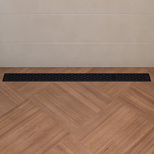 ALFI brand ABLD36C ABLD36C-BM 36" Black Matte Stainless Steel Linear Shower Drain with Groove Holes