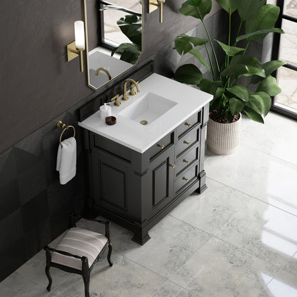 James Martin 547-V36 Brookfield 36” Single Vanity – Black Onyx / Honey Oak / Pearl Charcoal