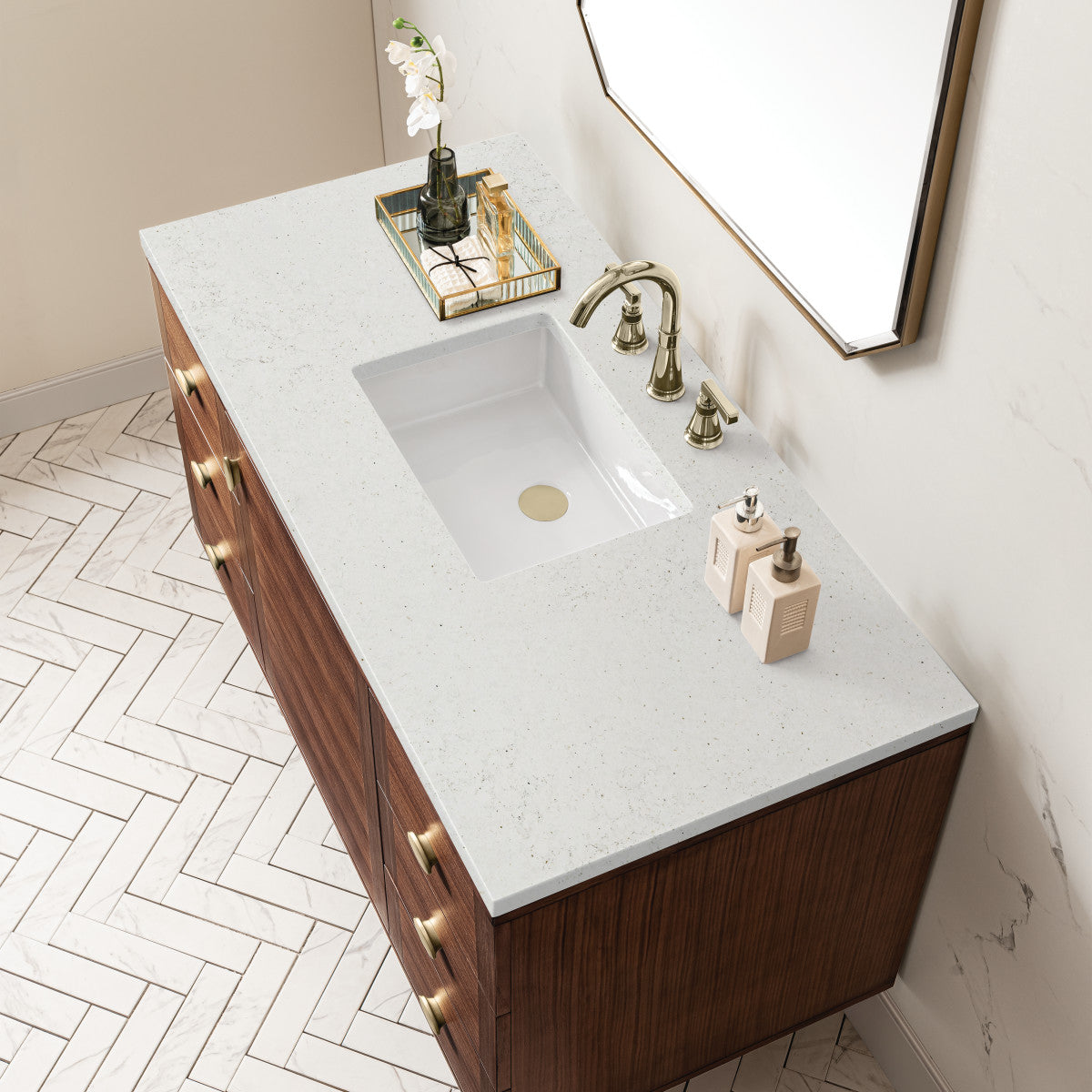 Amberly 48" Single Vanity Cabinet, Mid-Century Walnut