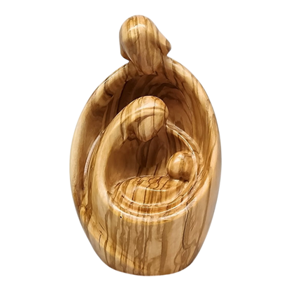 Modern Style Holy Family Carved Nativity - Olive Wood - 6.75 Inch