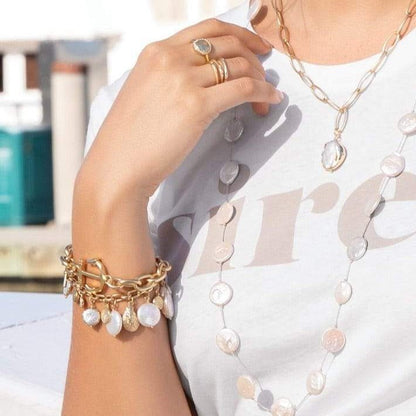 Pearl Charm Toggle Bracelet
