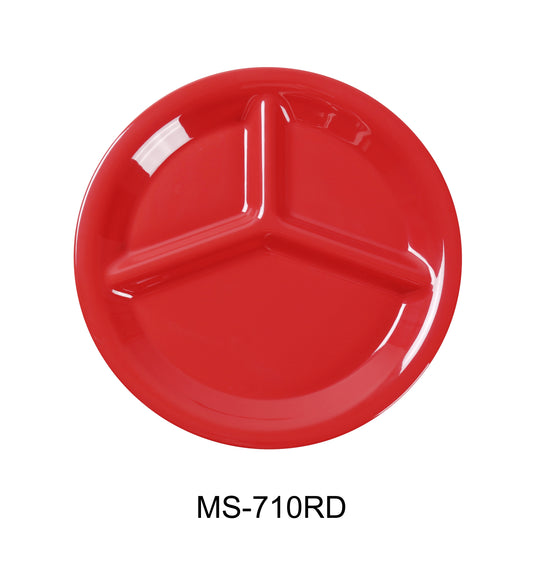 Yanco MS-710RD Mile Stone Three Compartment Plate | Kitchen + Metal