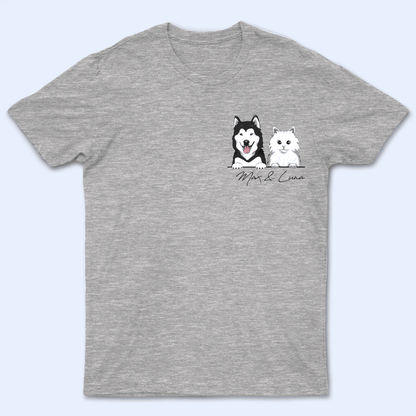 Peeking Pet with Name - Personalized Custom Left Chest T Shirt - Birthday, Loving, Funny Gift for Cat Mom, Cat Dad, Cat Lover, Dog Mom, Dog Dad, Dog Lovers