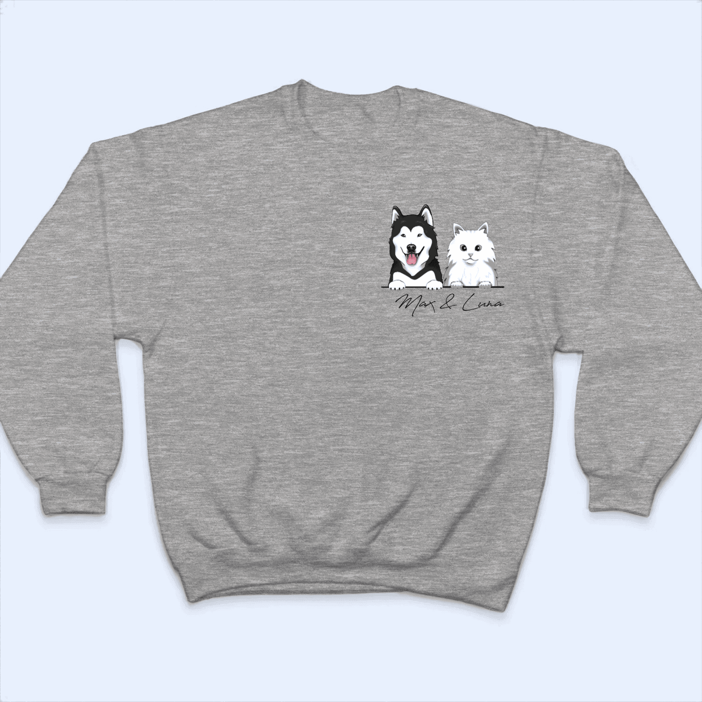Peeking Pet with Name - Personalized Custom Left Chest T Shirt - Birthday, Loving, Funny Gift for Cat Mom, Cat Dad, Cat Lover, Dog Mom, Dog Dad, Dog Lovers