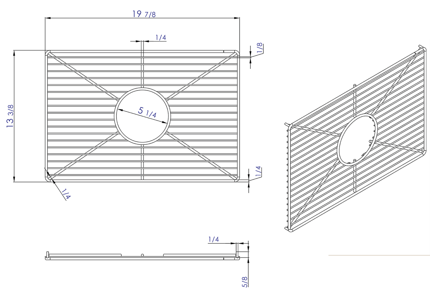 ALFI brand  ABGR2418 Stainless steel kitchen sink grid for AB2418SB, AB2418ARCH, AB2418UM