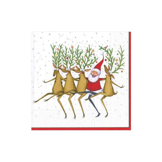 Santa's Kickettes (White) - Cocktail Napkin