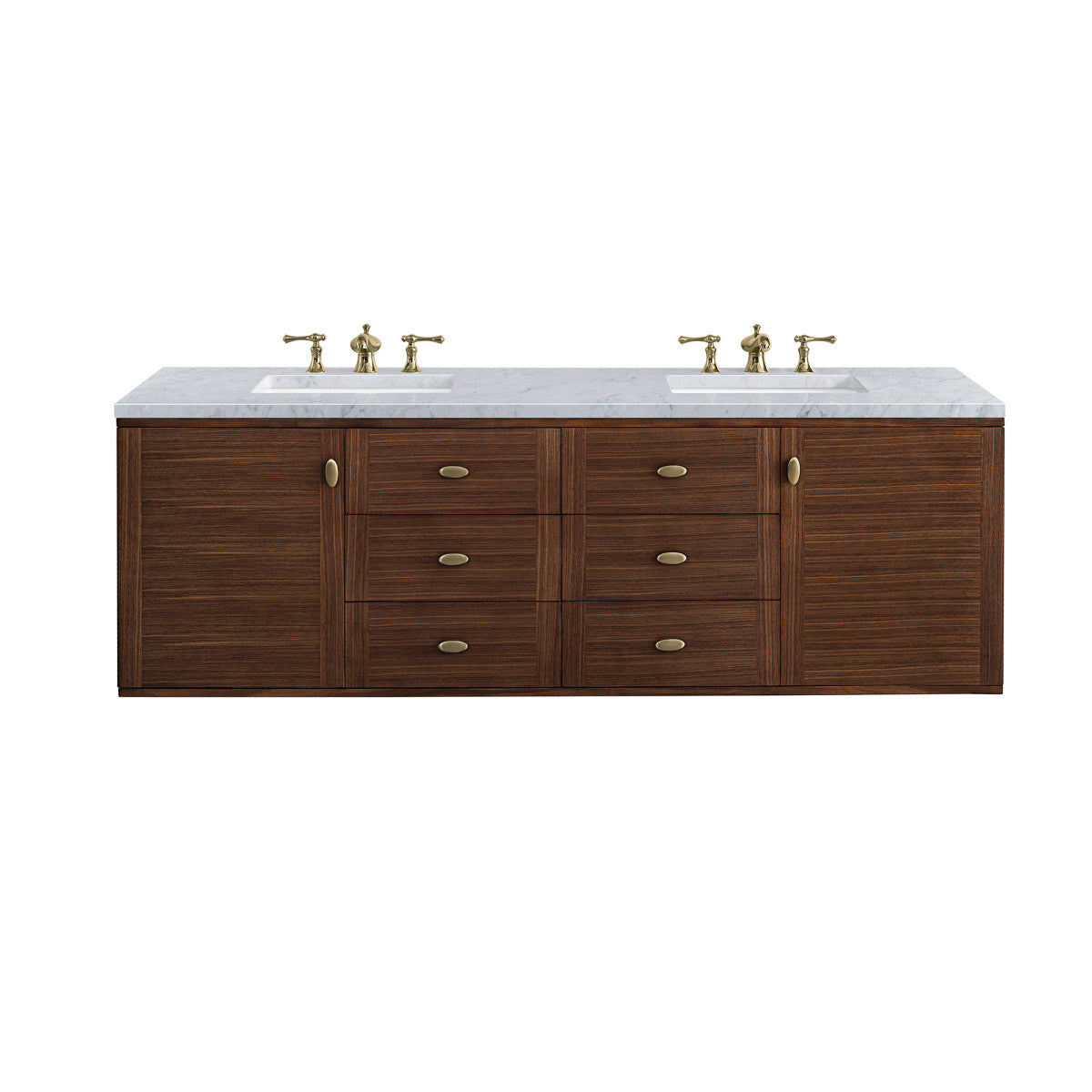 Amberly 72" Double Vanity Cabinet, Mid-Century Walnut