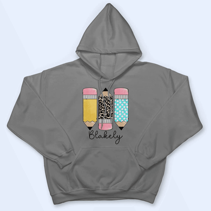 Pencils Back to School - Personalized Custom T Shirt - Birthday, Loving, Funny Gift for Teacher, Kindergarten, Preschool, Pre K, Paraprofessional