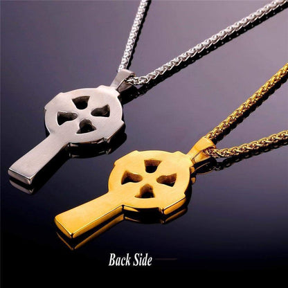 Celtic Triquetra Irish Cross Stainless Steel Pendant Necklace
