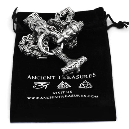 Vikings Geri & Freki Mjolnir King’s Chain Stainless Steel Necklace