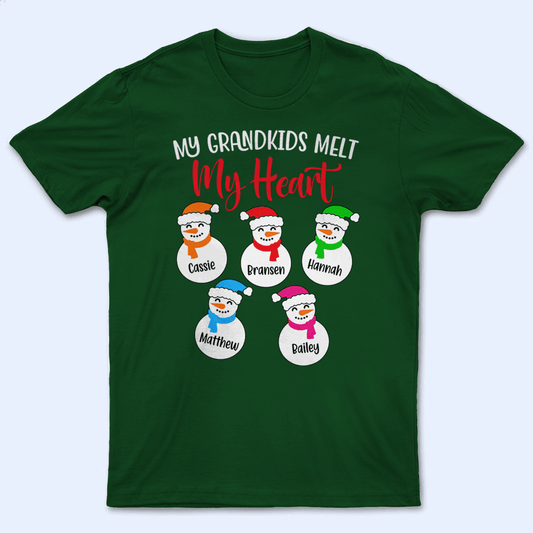 Personalized My Grandkids Melt My Heart - Personalized Custom T Shirt - Christmas, Loving, Funny Gift for Grandma/Nana/Mimi, Mom, Wife, Grandparent