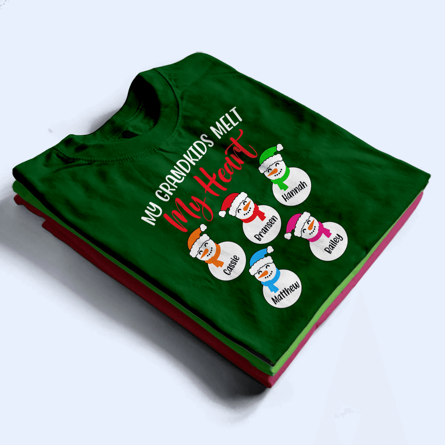 Personalized My Grandkids Melt My Heart - Personalized Custom T Shirt - Christmas, Loving, Funny Gift for Grandma/Nana/Mimi, Mom, Wife, Grandparent