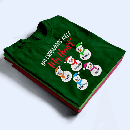 Personalized My Grandkids Melt My Heart - Personalized Custom T Shirt - Christmas, Loving, Funny Gift for Grandma/Nana/Mimi, Mom, Wife, Grandparent