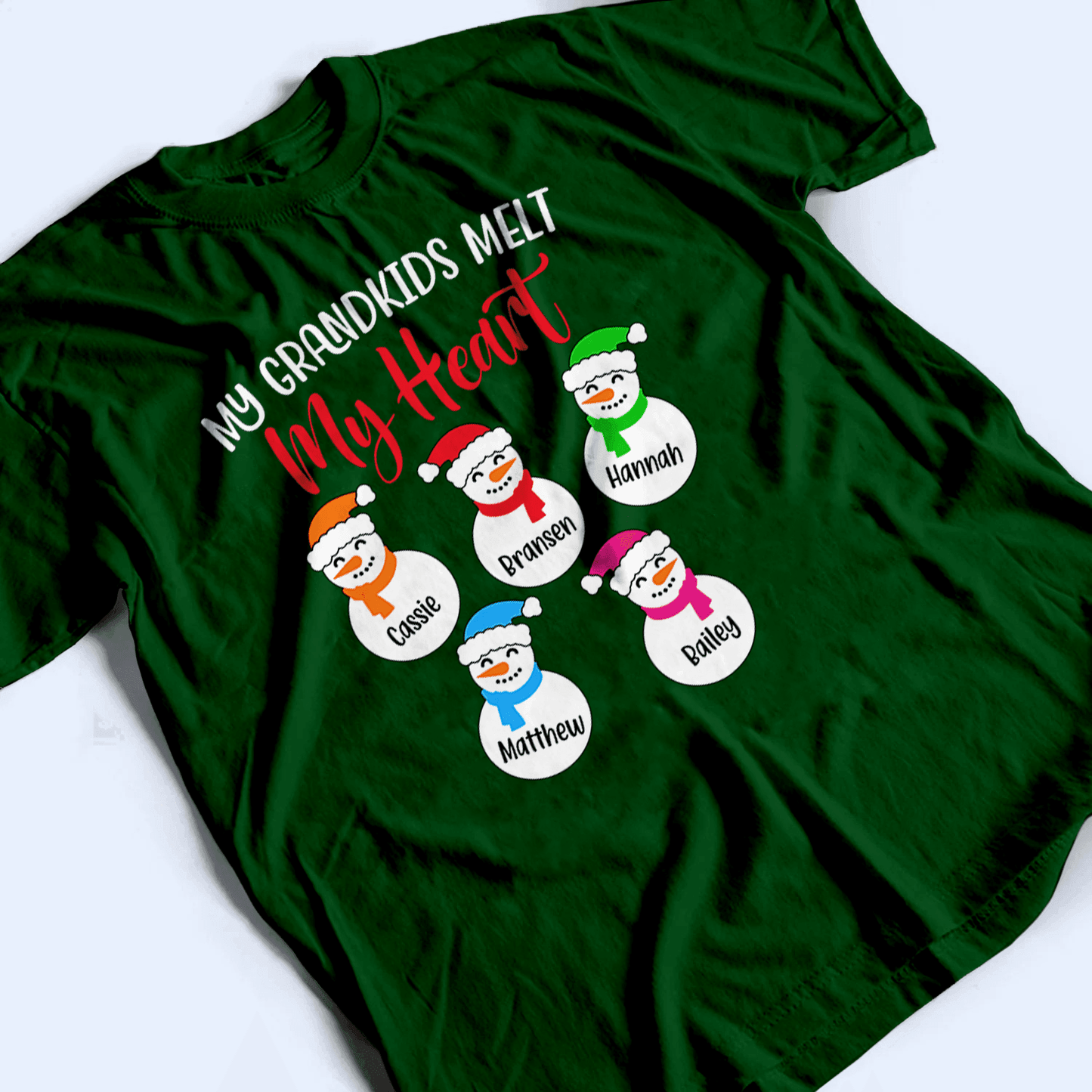 Personalized My Grandkids Melt My Heart - Personalized Custom T Shirt - Christmas, Loving, Funny Gift for Grandma/Nana/Mimi, Mom, Wife, Grandparent