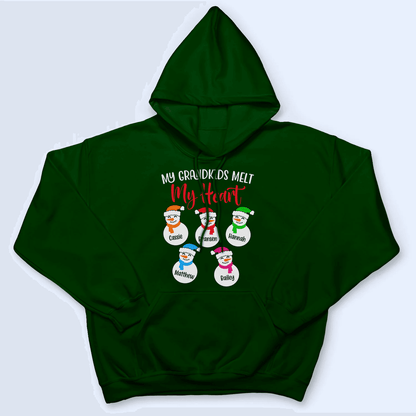 Personalized My Grandkids Melt My Heart - Personalized Custom T Shirt - Christmas, Loving, Funny Gift for Grandma/Nana/Mimi, Mom, Wife, Grandparent