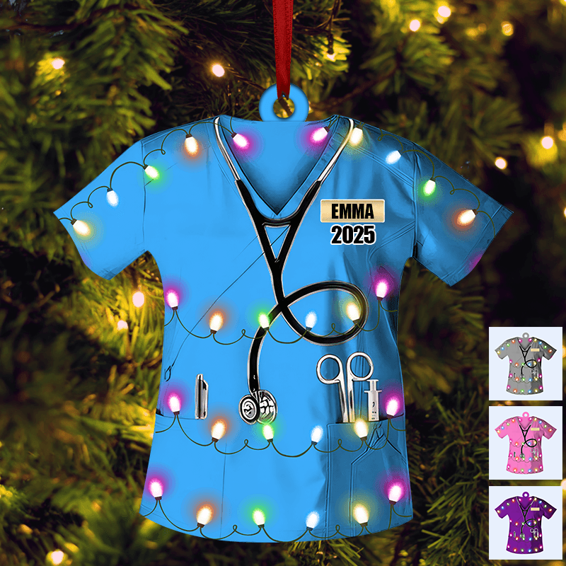 Personalized Nurse Uniform Christmas Ornament - Custom Shaped Ornament Acrylic - Christmas Gift for Nurse, CNA, Healthcare, Registered RN
