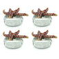 Pewter Jeweled Fancy Red Starfish Napkin Rings Set of 4