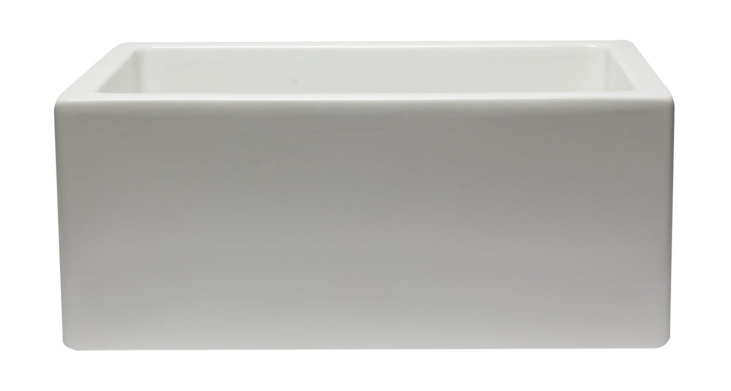 ALFI brand AB2418HS AB2418HS-B 24 inch Biscuit Reversible Smooth / Fluted Single Bowl Fireclay Farm Sink