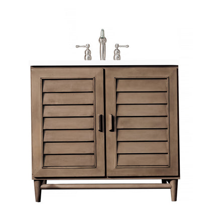 Portland 36" Single Vanity Cabinet, Whitewashed Walnut