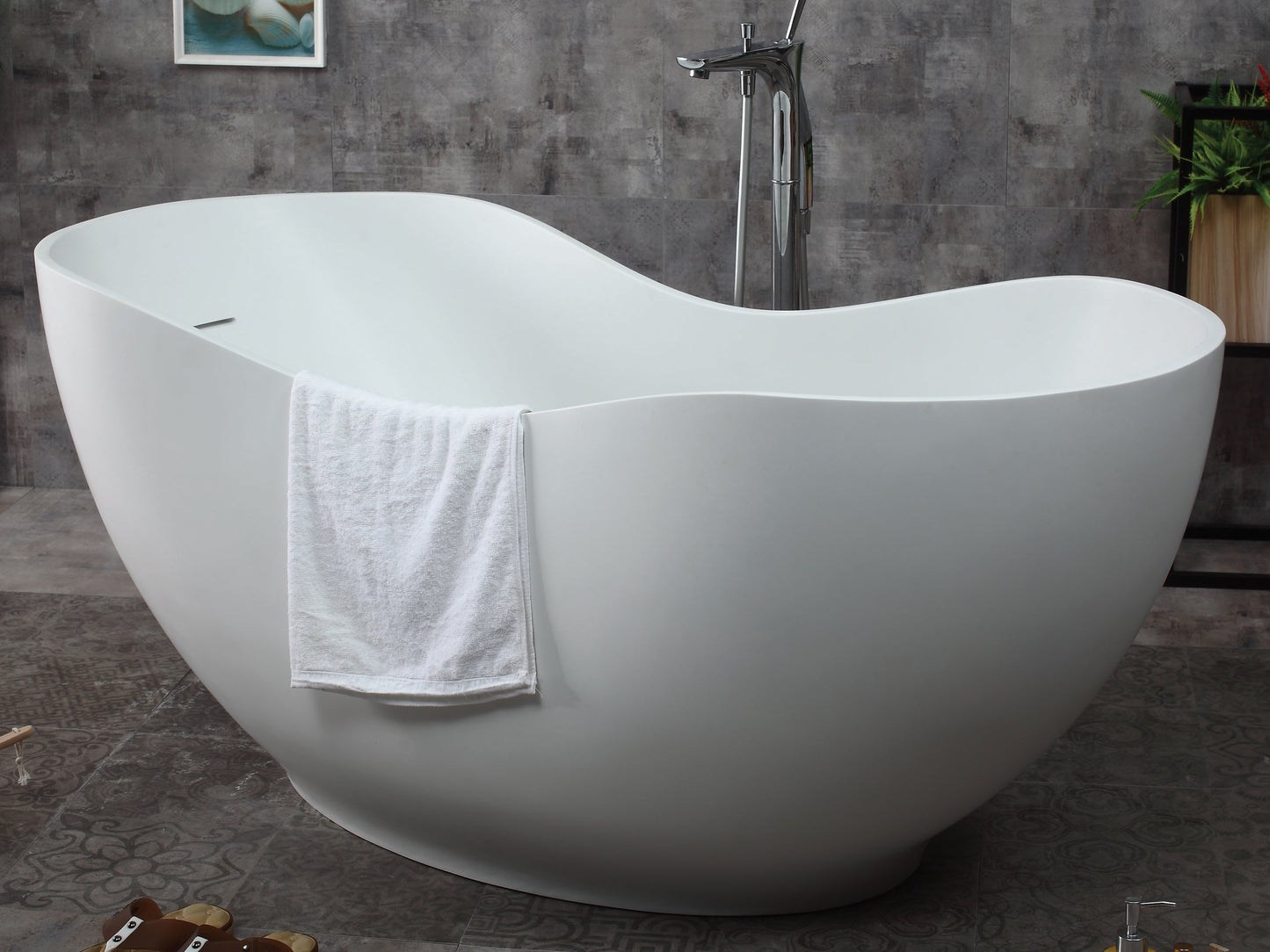 ALFI brand  AB9949 66" White Solid Surface Smooth Resin Soaking Bathtub
