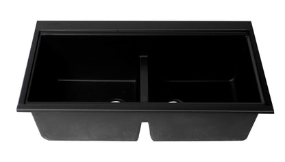 ALFI brand AB3418DBUM 33" Granite Composite Workstation Step Rim Double Bowl Undermount Sink with Accessories